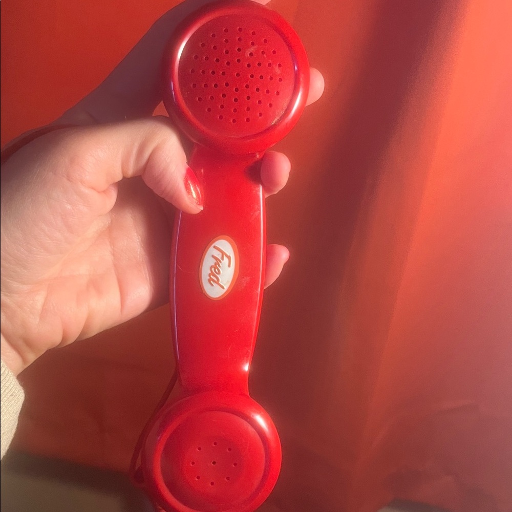 Fred Bright Red Novelty  Phone Handset used see how ti plug in